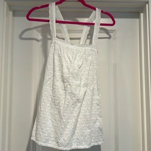 White eyelet babydoll top with adjustable straps